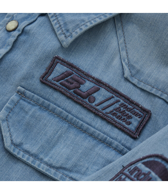 Indian Blue Jeans Zomer shirt jongens - blauw - denim badge