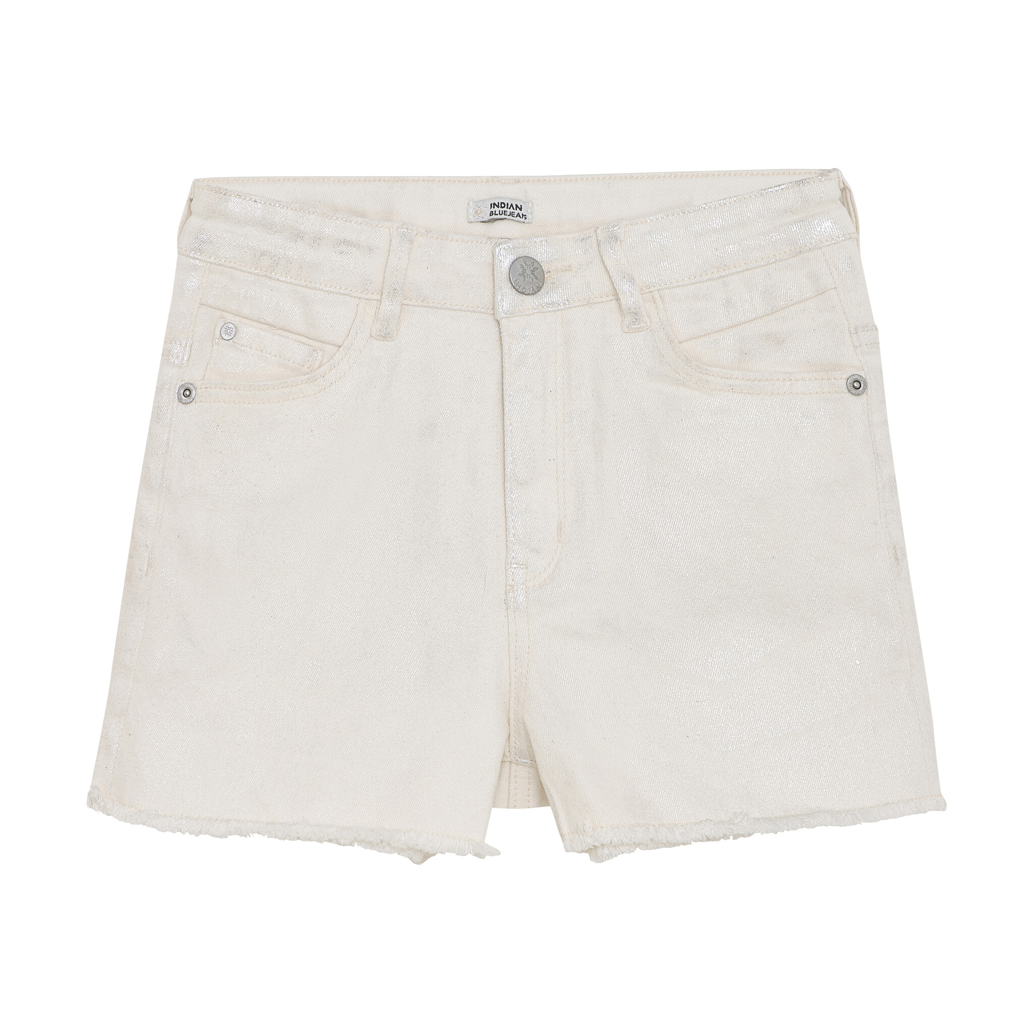 Indian Blue Jeans Zomer jeans short meisjes - zilver - high waist Indian Blue Jeans Zomer jeans short meisjes - zilver - high waist