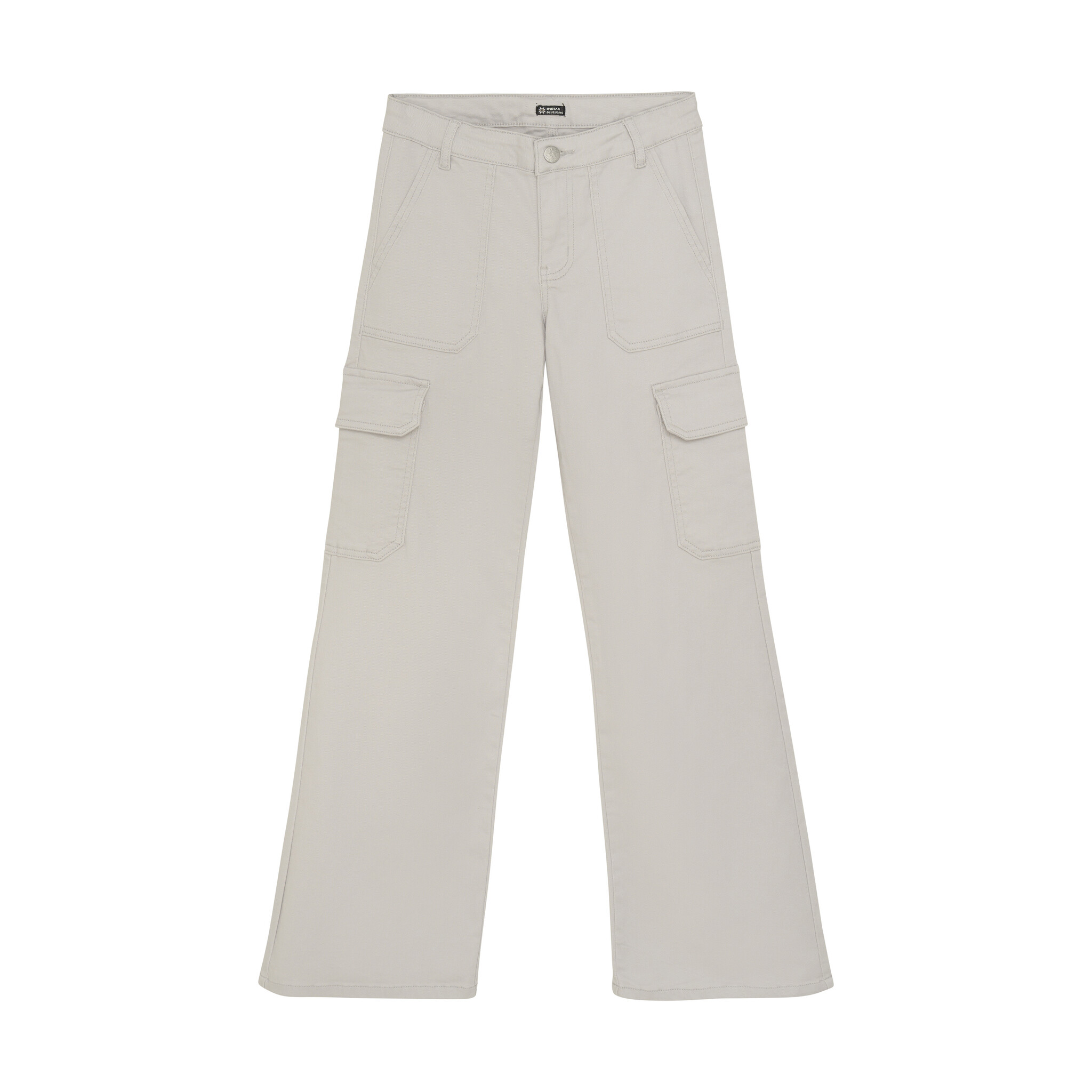Indian Blue Jeans Zomer jeans broek meisjes - grijs - cargo - wide fit Indian Blue Jeans Zomer jeans broek meisjes - grijs - cargo - wide fit