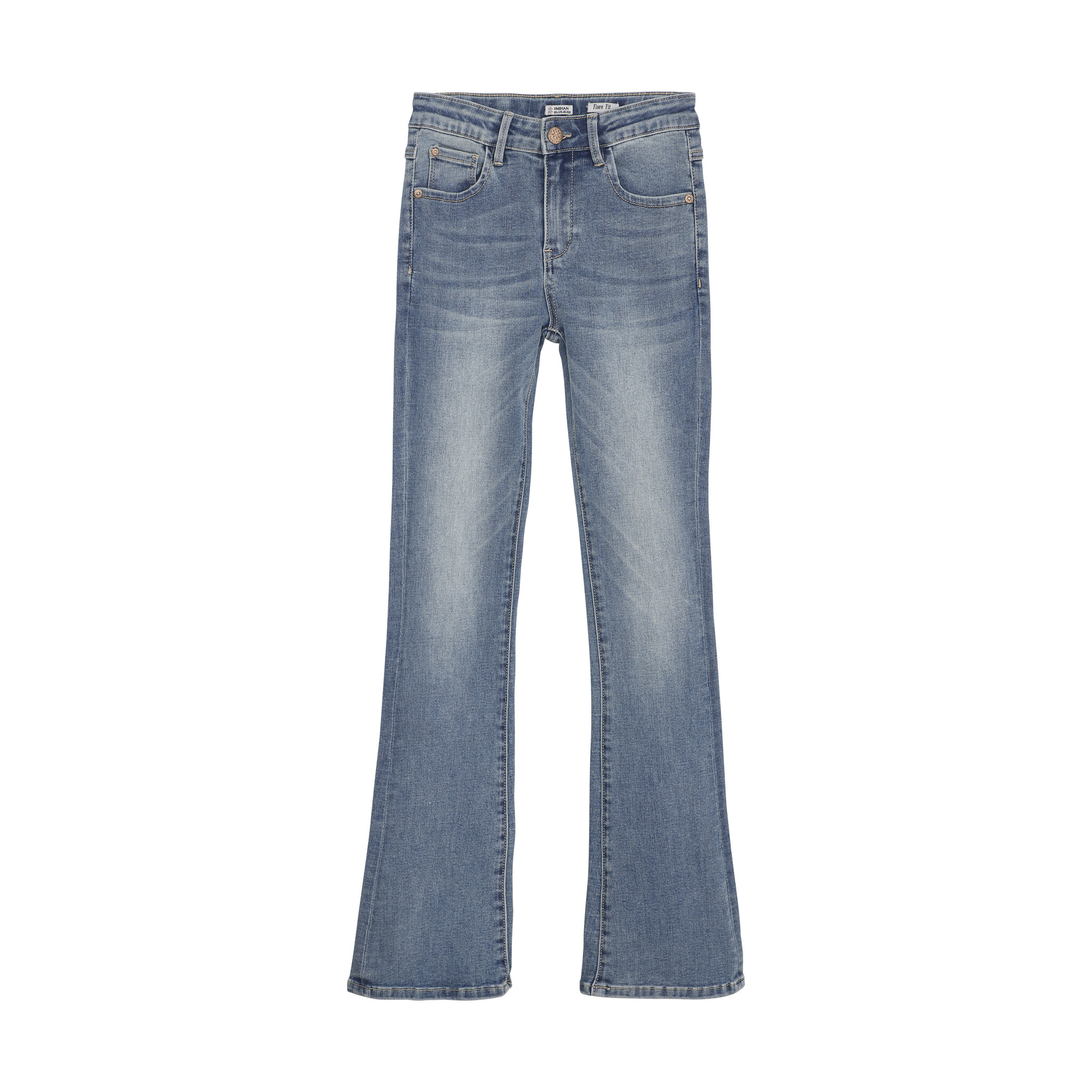 Indian Blue Jeans Zomer jeans broek meisjes - medium blauw - 2102 flair fit Indian Blue Jeans Zomer jeans broek meisjes - medium blauw - 2102 flair fit