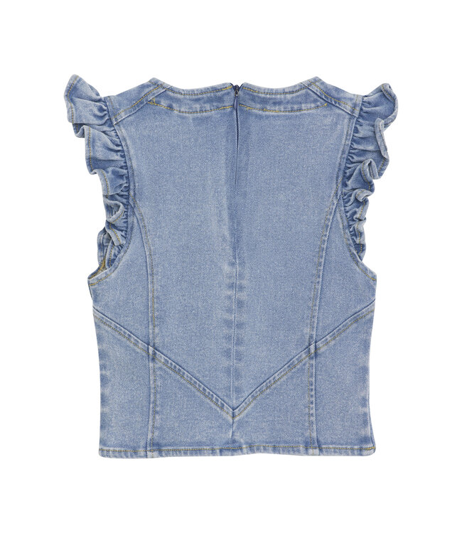 Indian Blue Jeans Zomer top meisjes - licht blauw - ruffel - denim