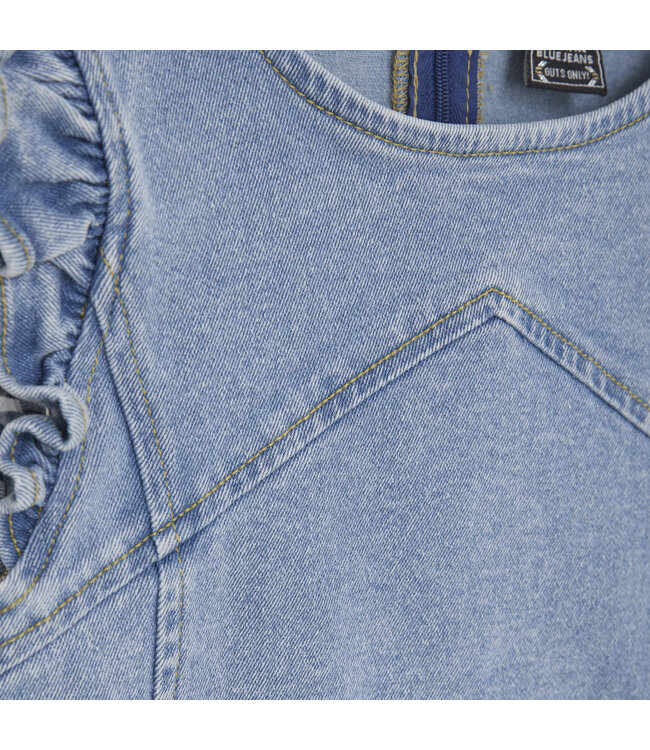 Indian Blue Jeans Zomer top meisjes - licht blauw - ruffel - denim