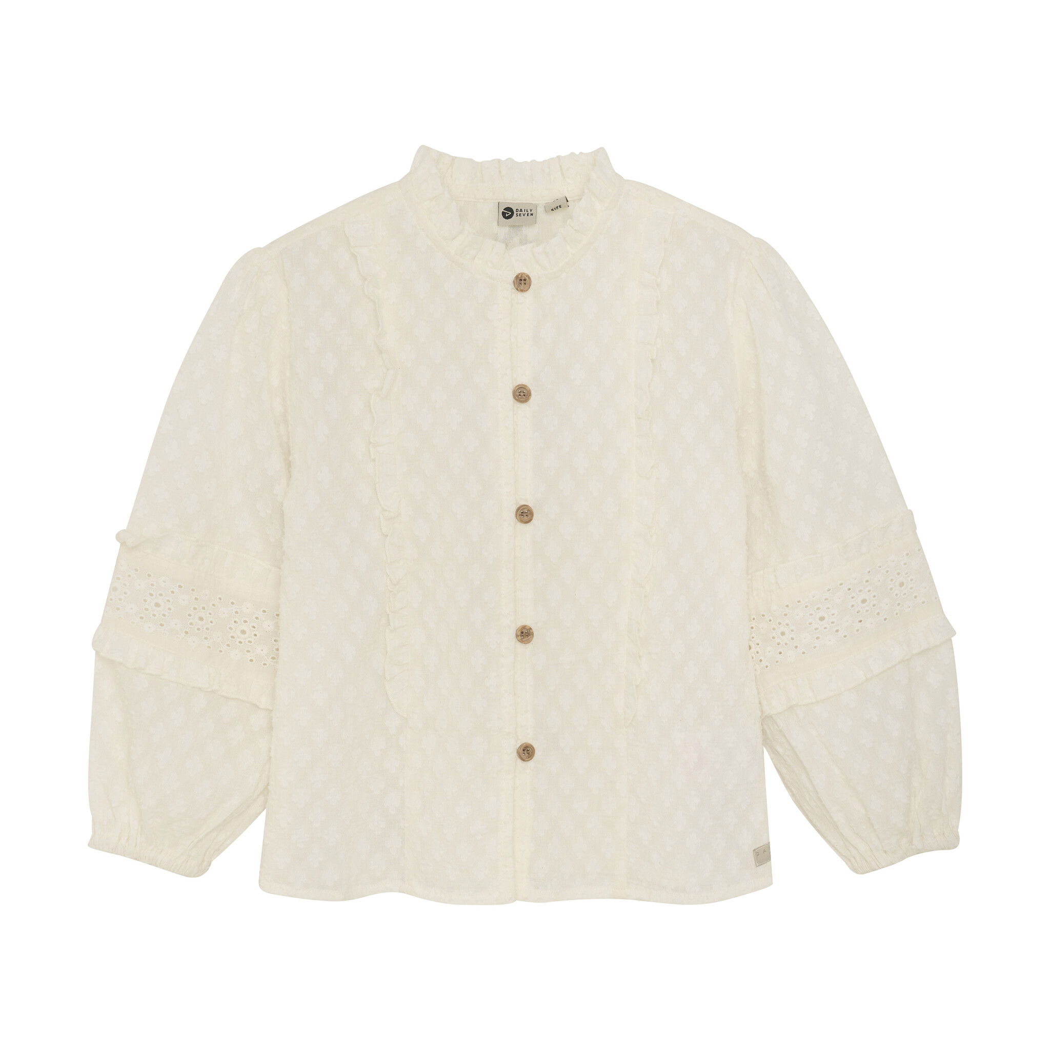 Daily7 Zomer shirt L/S meisjes - wit - ruffel Daily7 Zomer shirt L/S meisjes - wit - ruffel