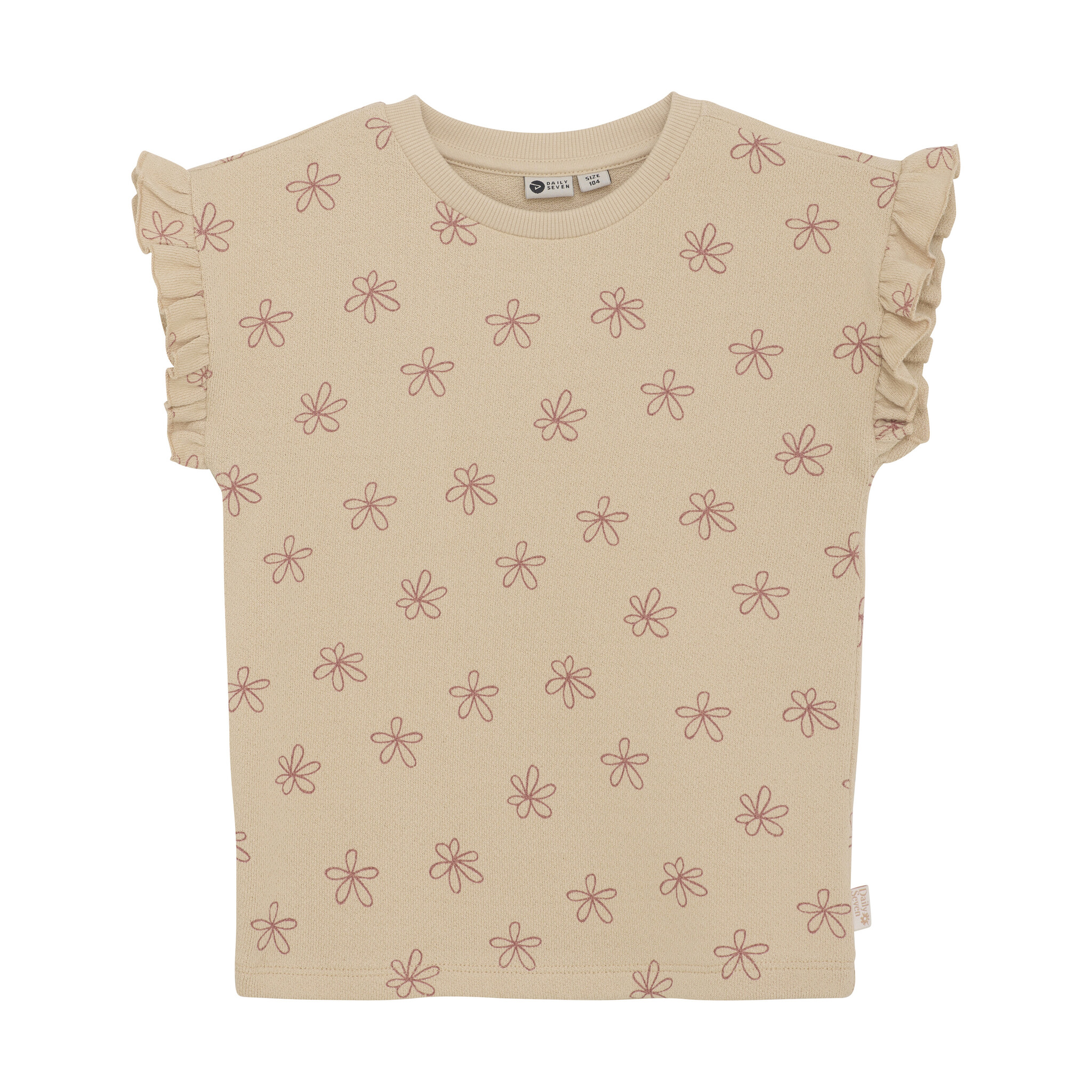 Daily7 Zomer T-shirt S/S meisjes - zand - bloemen Daily7 Zomer T-shirt S/S meisjes - zand - bloemen