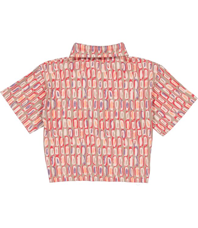 Quapi Zomer shirt meisjes - zand - AOP sketch -  Finette
