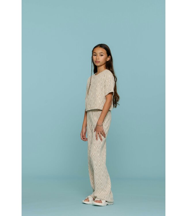 Geisha zomer broek meisjes - jacquard - zand / off wit