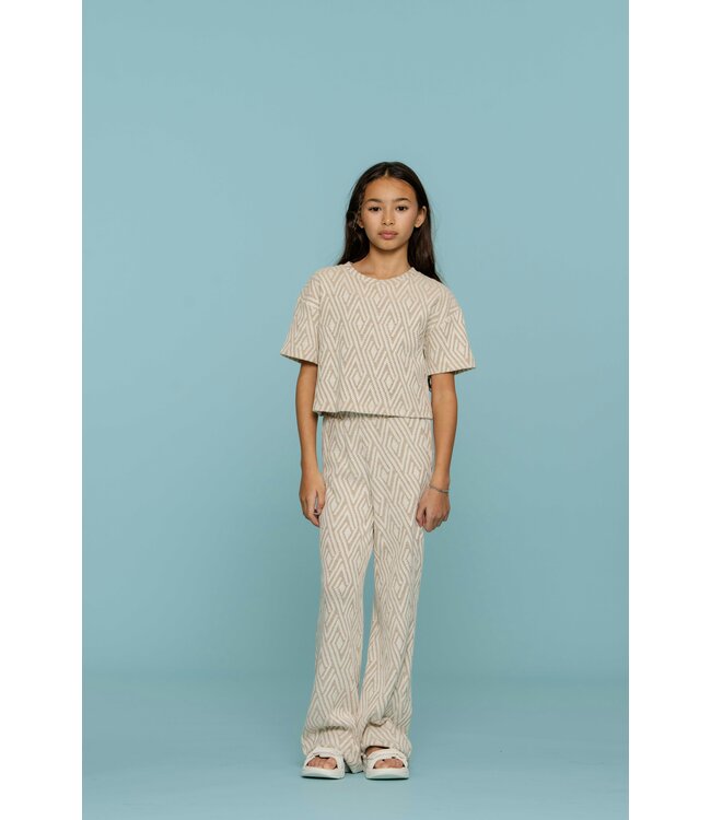 Geisha zomer broek meisjes - jacquard - zand / off wit