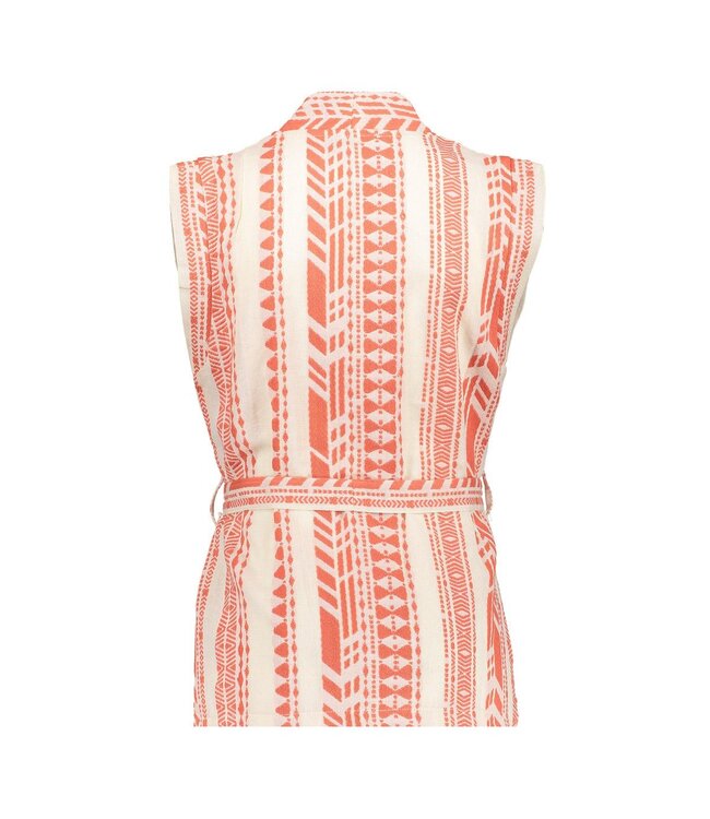 Geisha zomer gilet meisjes - fancy woven - oranje / off wit
