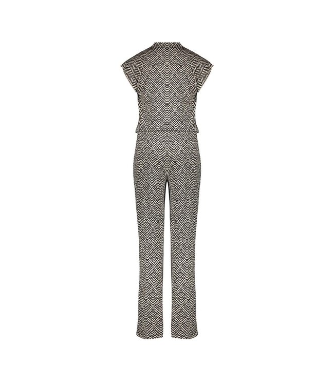 Geisha zomer jumpsuit meisjes - AOP - zwart / off wit