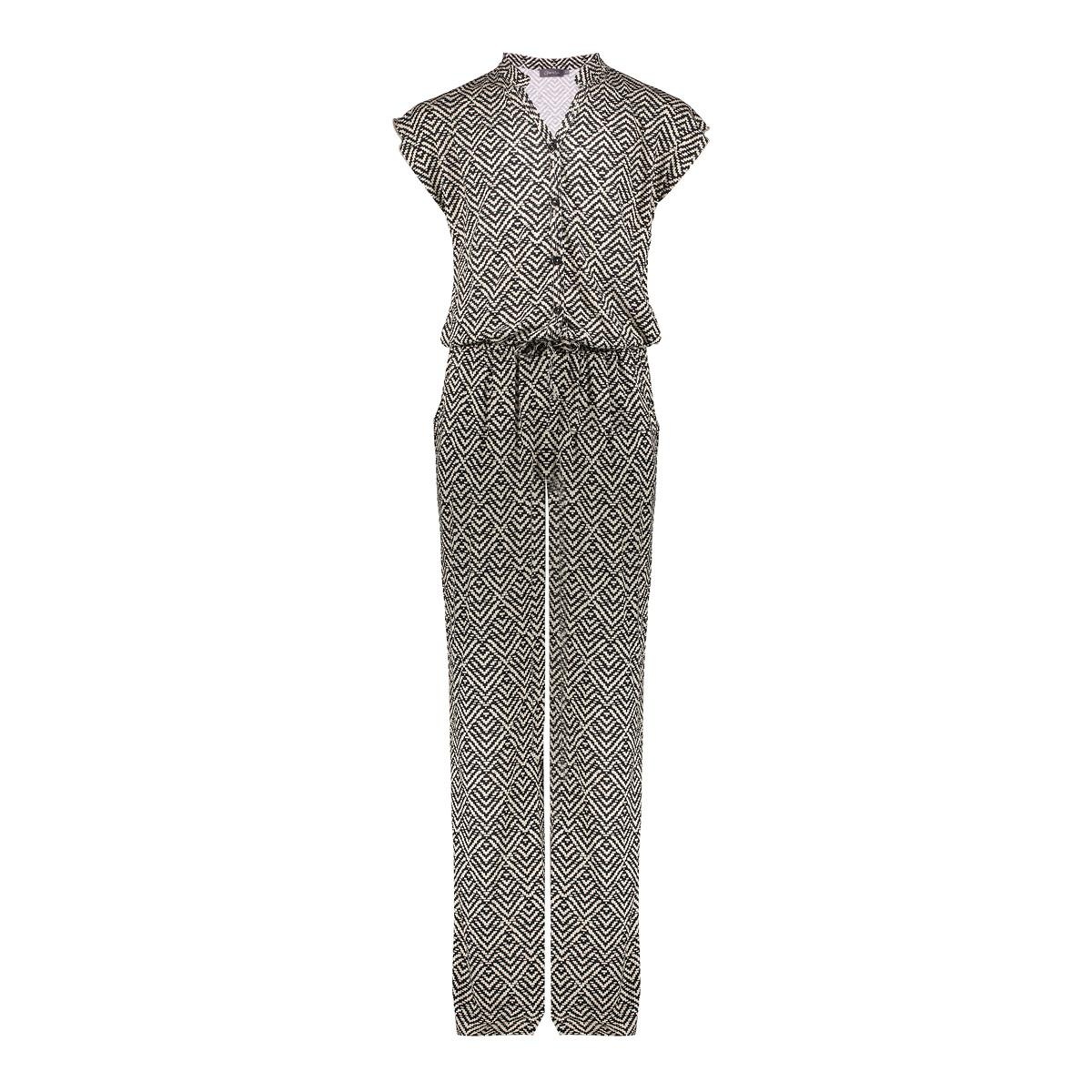 Geisha zomer jumpsuit meisjes - AOP - zwart / off wit Geisha zomer jumpsuit meisjes - AOP - zwart / off wit