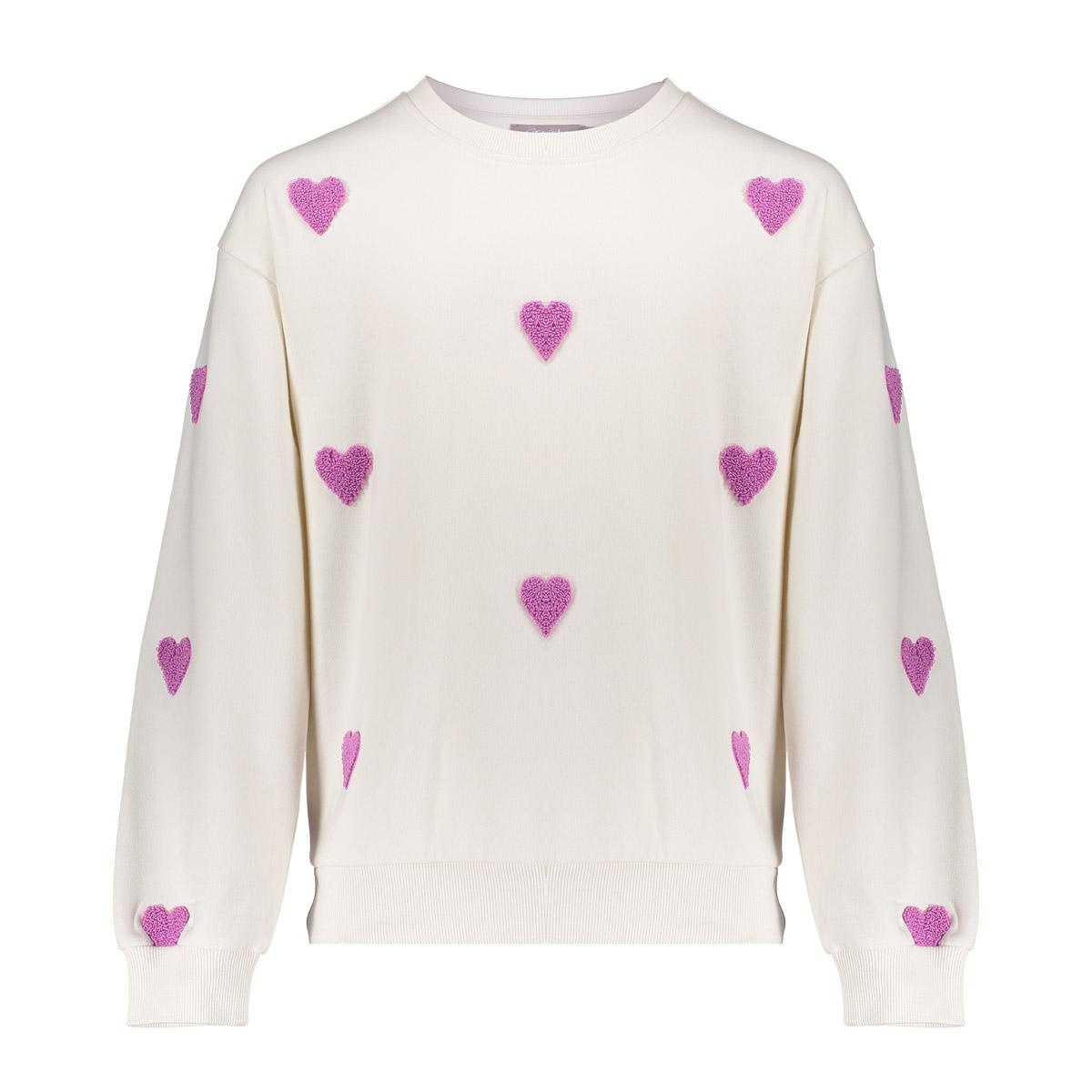 Geisha zomer sweater meisjes - hartjes terry - licht zand / lavendel Geisha zomer sweater meisjes - hartjes terry - licht zand / lavendel