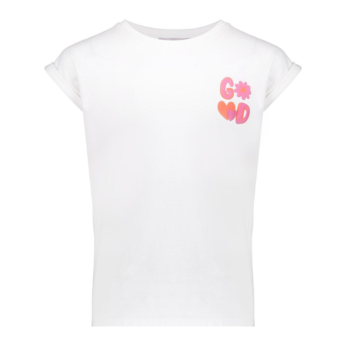 Geisha zomer t-shirt meisjes - puff print back - off wit / roze Geisha zomer t-shirt meisjes - puff print back - off wit / roze
