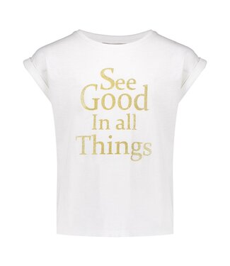 Geisha zomer t-shirt meisjes - glitter - off wit / goud