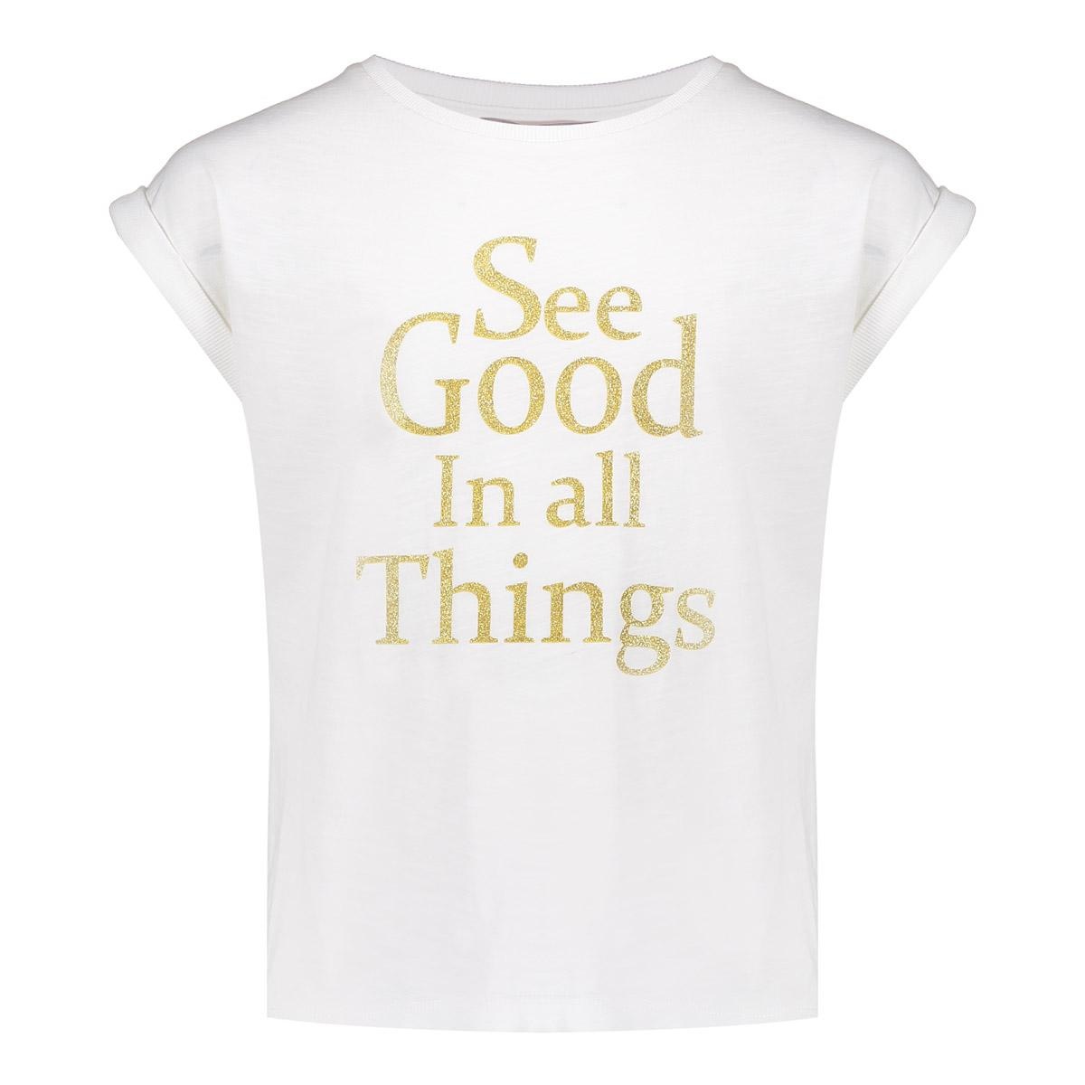 Geisha zomer t-shirt meisjes - glitter - off wit / goud afbeelding