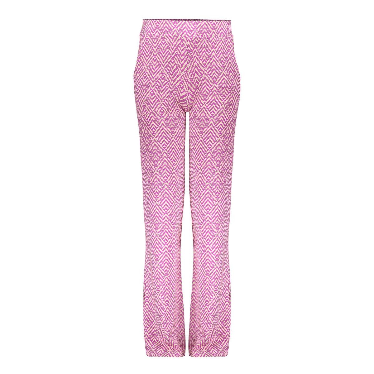 Geisha zomer broek meisjes - wide - AOP - cassis / off white Geisha zomer broek meisjes - wide - AOP - cassis / off white
