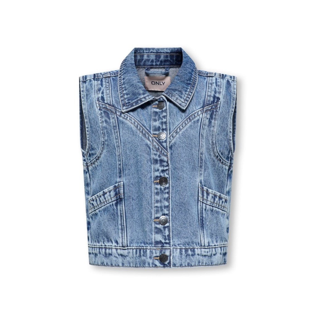 Kids ONLY zomer jeans gilet meisjes - medium blauw denim - Kogkennedy Kids ONLY zomer jeans gilet meisjes - medium blauw denim - Kogkennedy