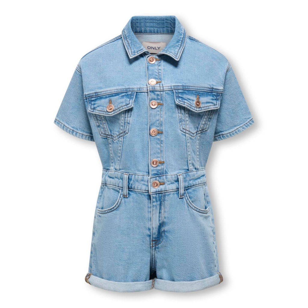 Kids ONLY zomer jumpsuit meisjes - denim - medium jeans blauw - Kogcastel Kids ONLY zomer jumpsuit meisjes - denim - medium jeans blauw - Kogcastel