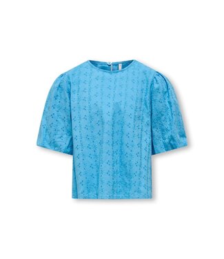 Kids ONLY zomer top S/S meisjes - embroidery - blauw - Kogmargot