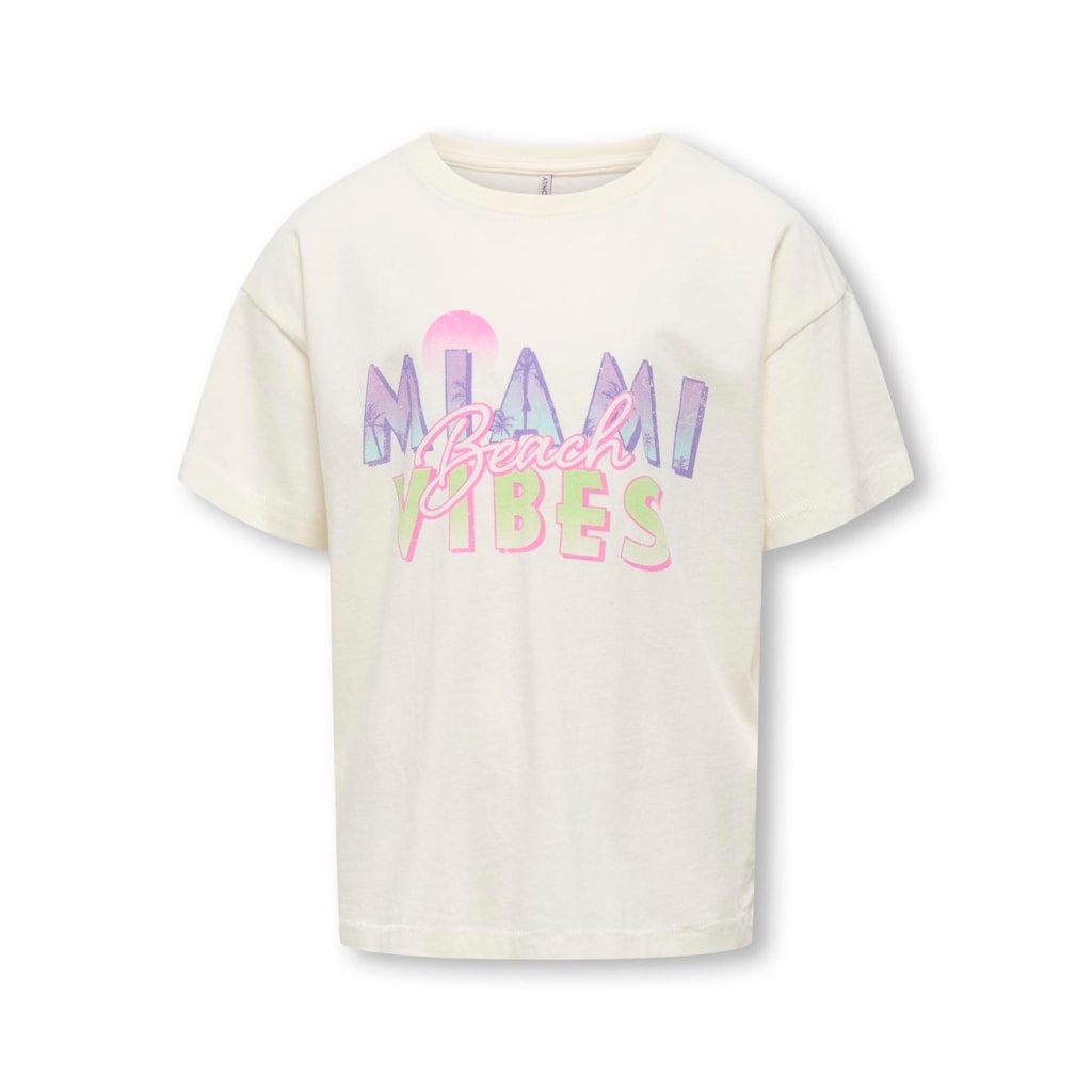 Kids ONLY zomer t-shirt S/S meisjes - loose fit, print - off wit - Kogruth Kids ONLY zomer t-shirt S/S meisjes - loose fit, print - off wit - Kogruth