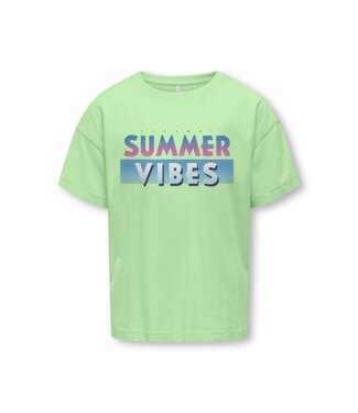 Kids ONLY zomer t-shirt S/S meisjes - loose fit, print - groen - Kogruth