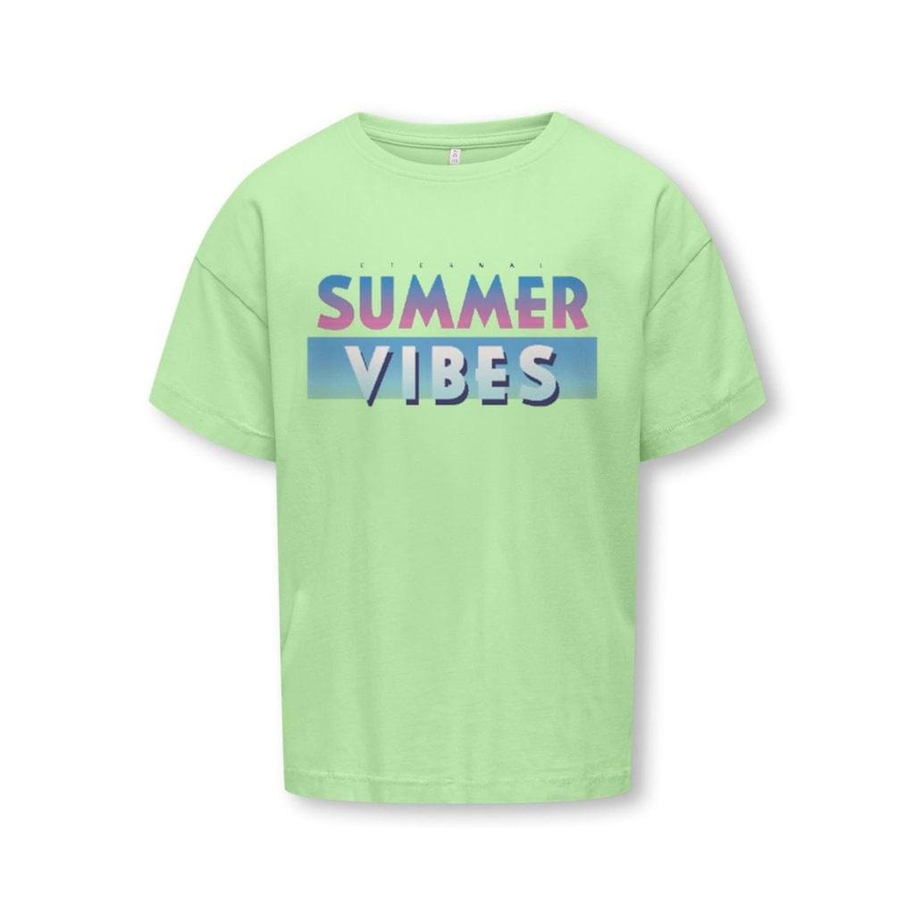 Kids ONLY zomer t-shirt S/S meisjes - loose fit, print - groen - Kogruth Kids ONLY zomer t-shirt S/S meisjes - loose fit, print - groen - Kogruth
