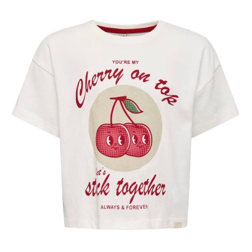 Kids ONLY zomer t-shirt S/S meisjes - loose fit - off wit - Kogcharlotte Kids ONLY zomer t-shirt S/S meisjes - loose fit - off wit - Kogcharlotte