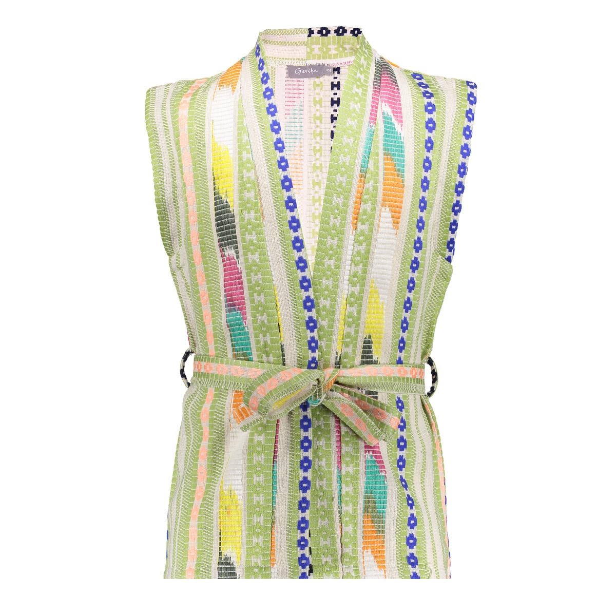 Geisha zomer gilet meisjes - fancy woven - groen / lime Geisha zomer gilet meisjes - fancy woven - groen / lime