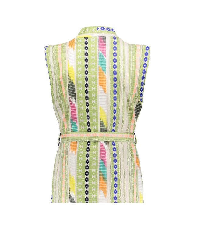 Geisha zomer gilet meisjes - fancy woven - groen / lime