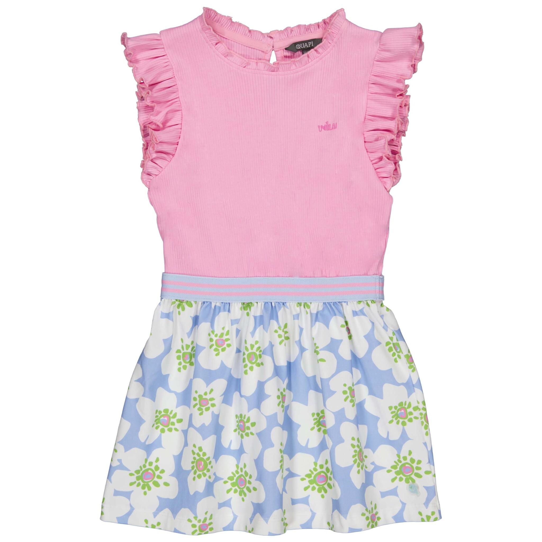 Quapi Zomer jurk meisjes - blauw - AOP bloemen - Fabienne Quapi Zomer jurk meisjes - blauw - AOP bloemen - Fabienne