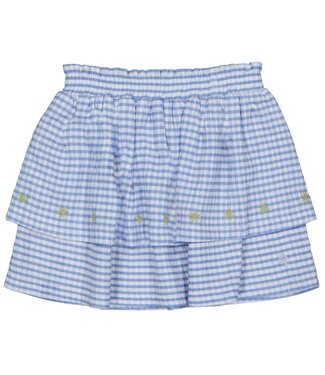 Quapi Zomer rok meisjes - blauw - AOP geruit -  Floortje