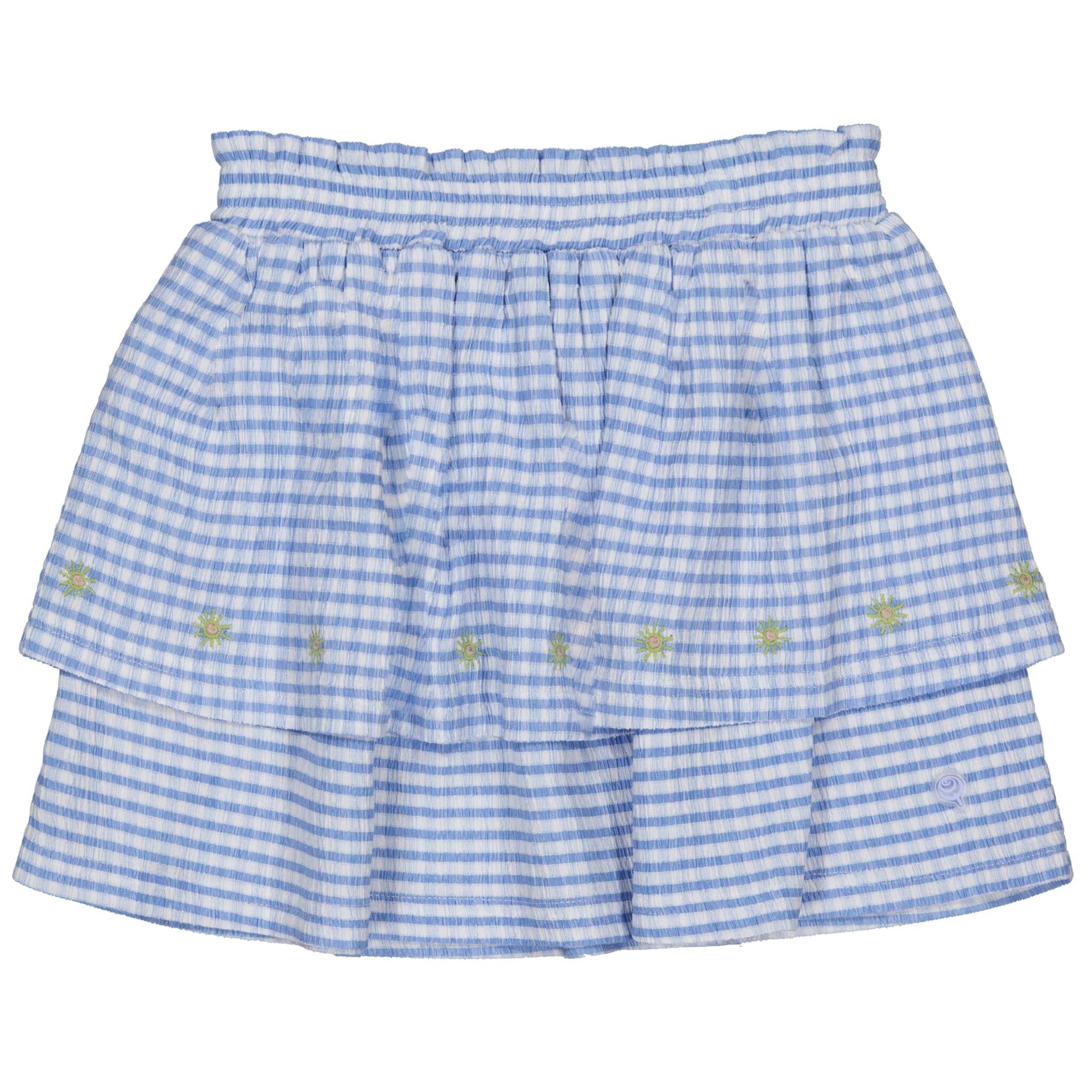 Quapi Zomer rok meisjes - blauw - AOP geruit - Floortje Quapi Zomer rok meisjes - blauw - AOP geruit - Floortje