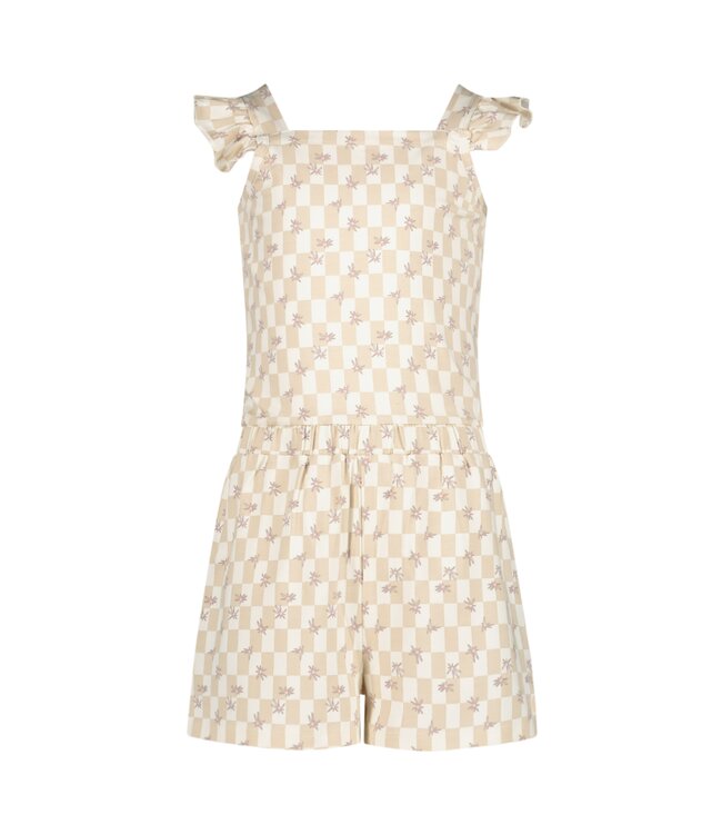 Quapi Zomer broek meisjes - wit - AOP geruit -  Fauve