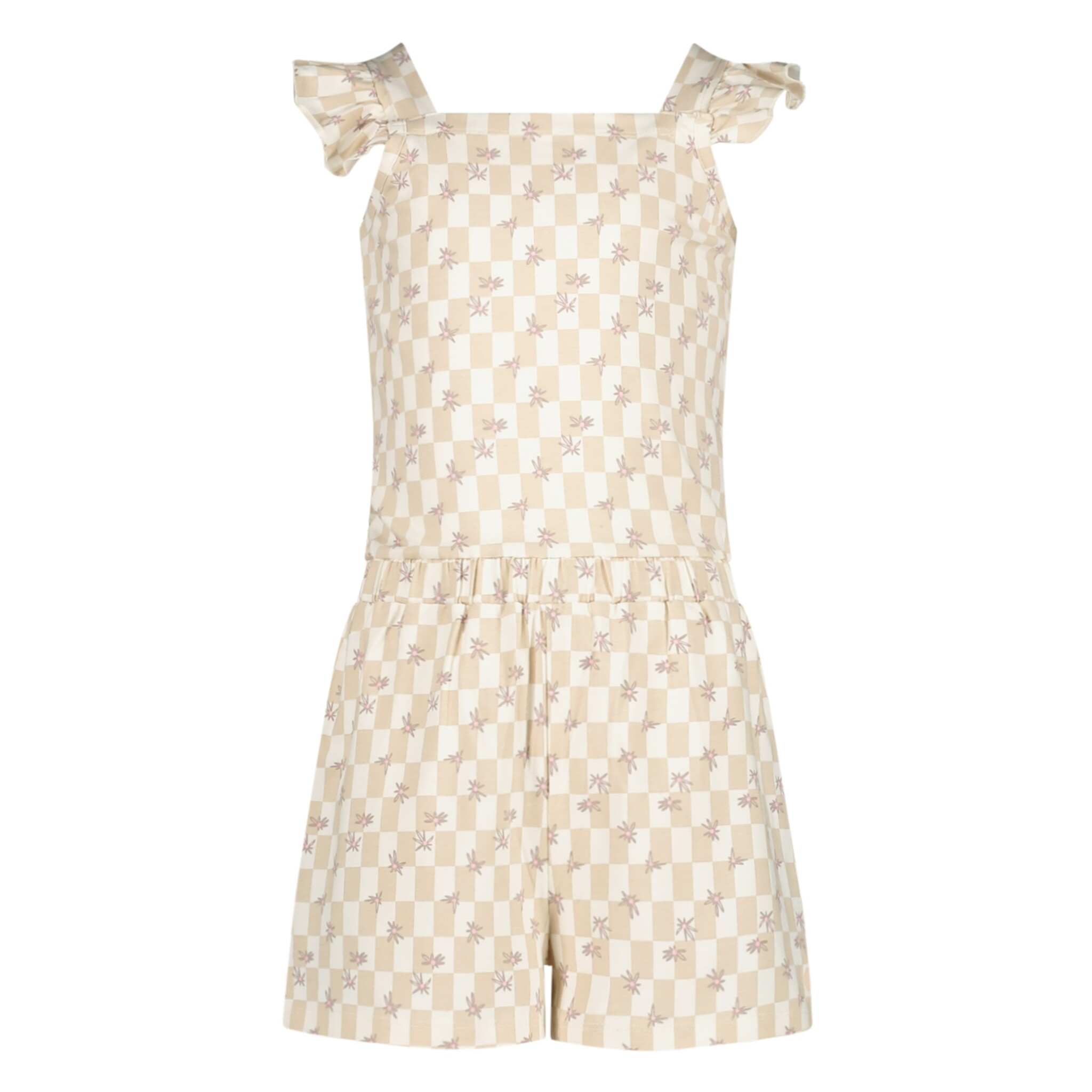 Quapi Zomer broek meisjes - wit - AOP geruit - Fauve Quapi Zomer broek meisjes - wit - AOP geruit - Fauve