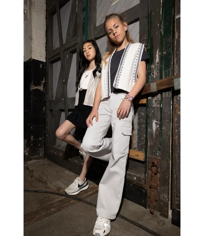 Indian Blue Jeans Zomer jeans broek meisjes - grijs - cargo - wide fit