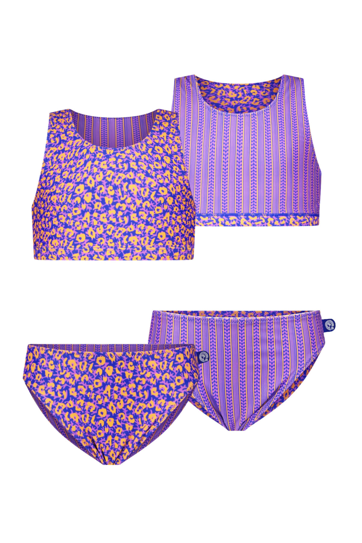 Just Beach zomer bikini meisjes - paars - reversibel - Inside out Just Beach zomer bikini meisjes - paars - reversibel - Inside out