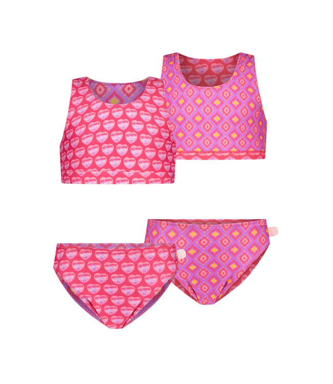 Just Beach zomer bikini meisjes - roze - reversibel - Inside out