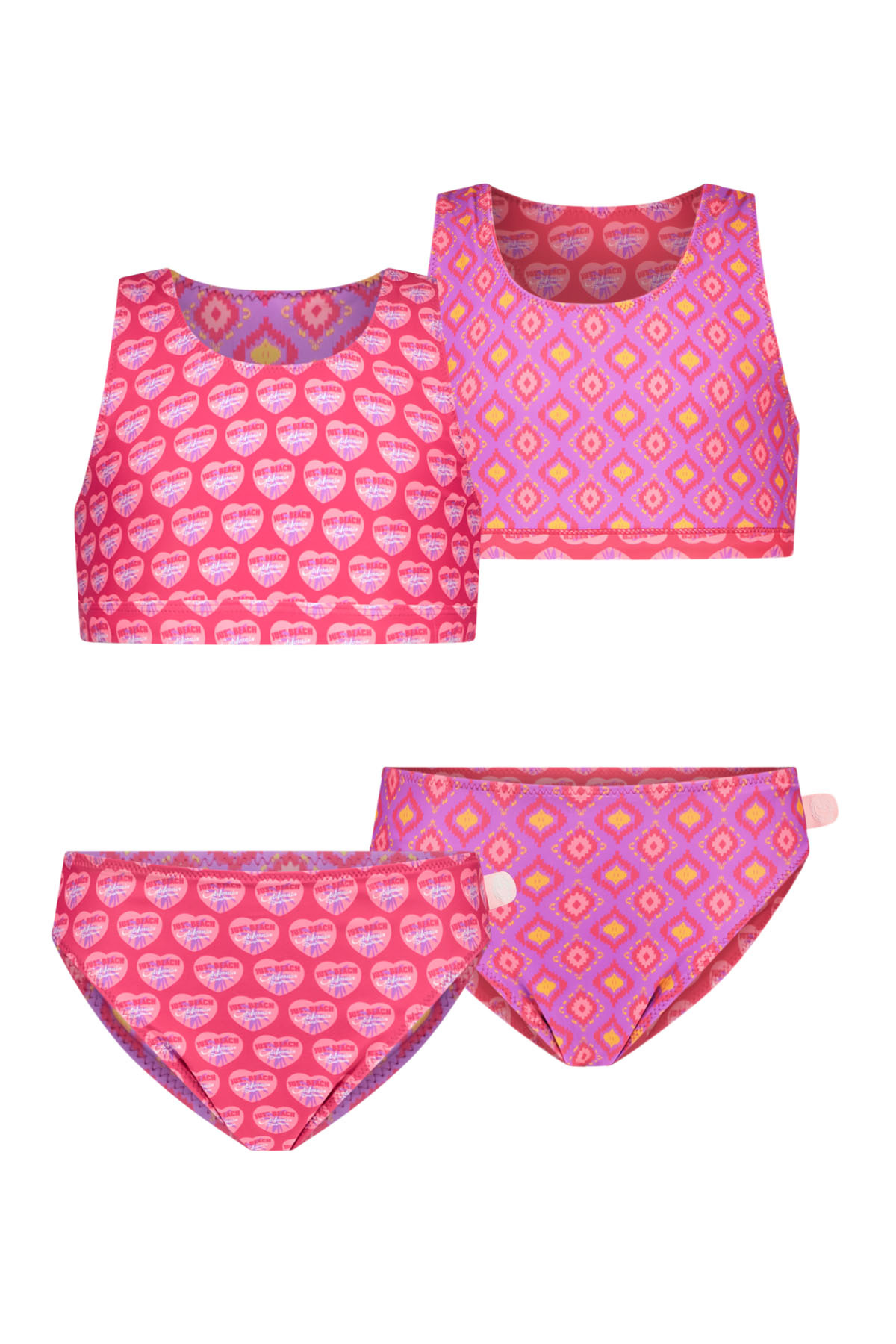 Just Beach zomer bikini meisjes - roze - reversibel - Inside out Just Beach zomer bikini meisjes - roze - reversibel - Inside out
