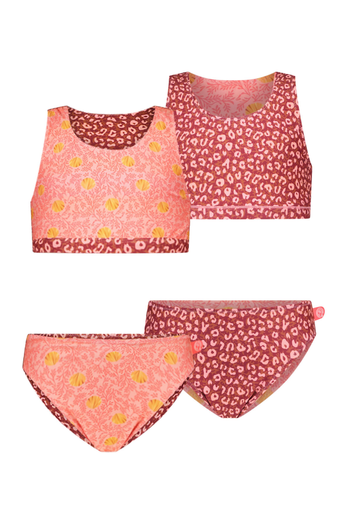 Just Beach zomer bikini meisjes - reversibel - zalm roze - Inside out Just Beach zomer bikini meisjes - reversibel - zalm roze - Inside out