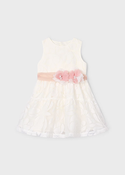 Mayoral Zomer jurk velours meisjes - natural wit Mayoral Zomer jurk velours meisjes - natural wit