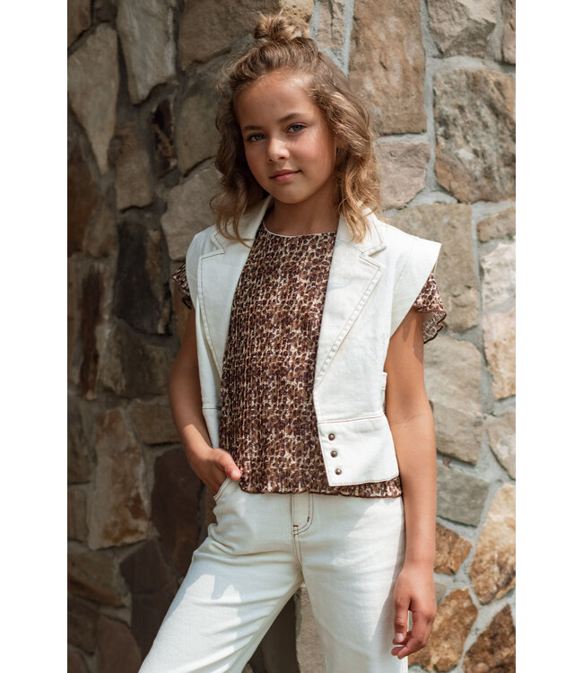 Like Flo zomer gilet meisjes - denim wit - Danique
