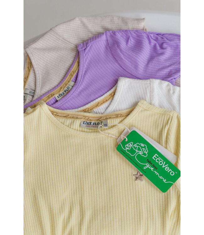 Like Flo zomer t-shirt meisjes - geel - rib - Elise