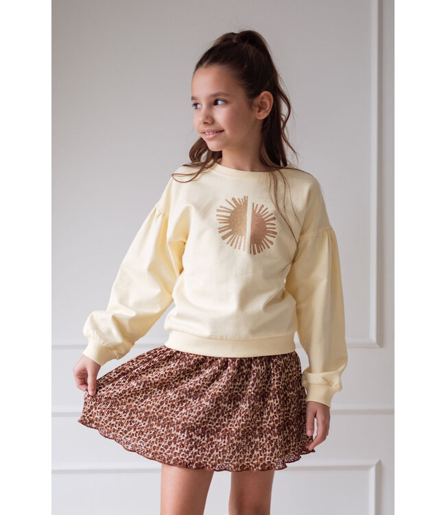 Like Flo zomer rok meisjes - luipaard latte - plisse, mesh - Sasha