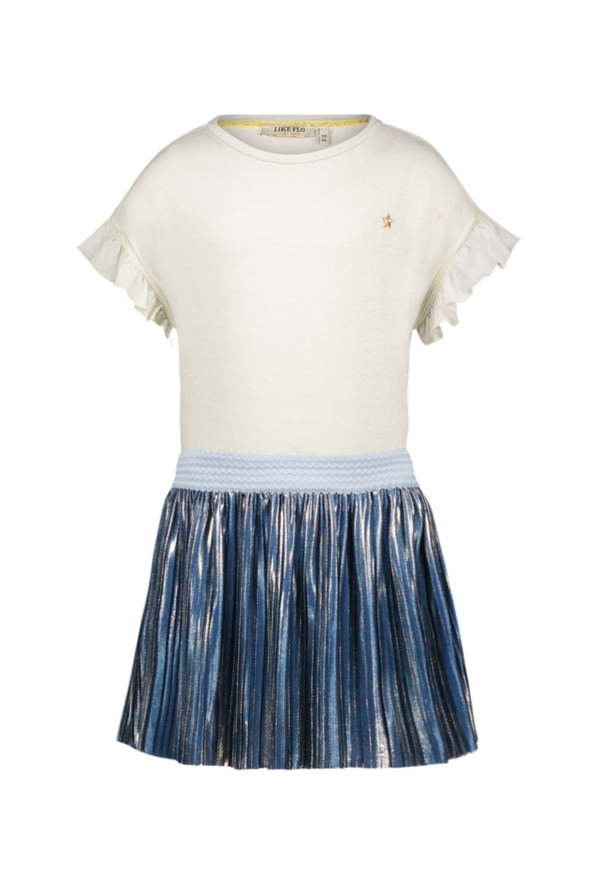 Like Flo zomer jurk meisjes - off wit - slub, jersey, glitter, mesh - Maud Like Flo zomer jurk meisjes - off wit - slub, jersey, glitter, mesh - Maud