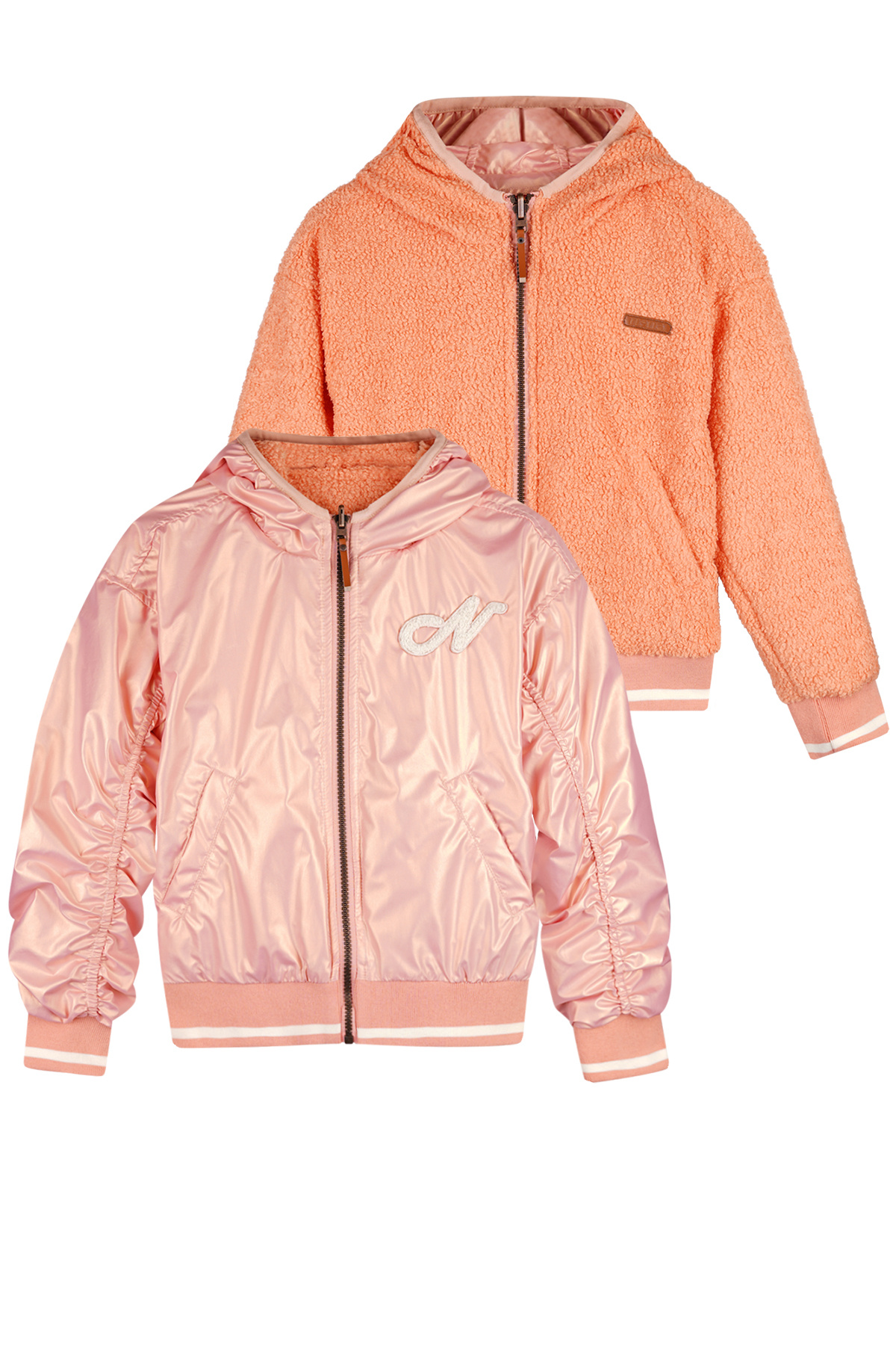 NoNo zomer reversibel zomerjas meisjes - oranje koraal - capuchon - Beau NoNo zomer reversibel zomerjas meisjes - oranje koraal - capuchon - Beau