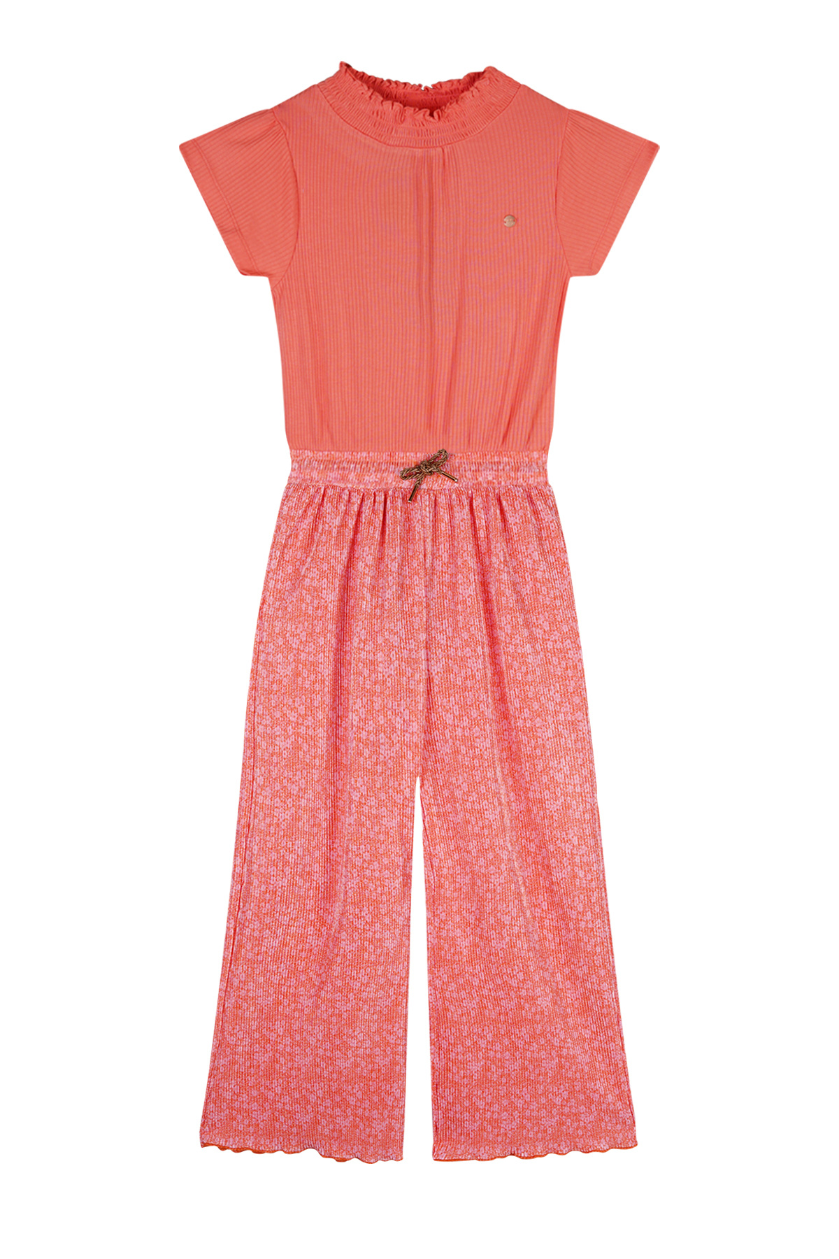 NoNo zomer jumpsuit meisjes - oranje koraal - Daisy AOP, plissee - Sylia NoNo zomer jumpsuit meisjes - oranje koraal - Daisy AOP, plissee - Sylia