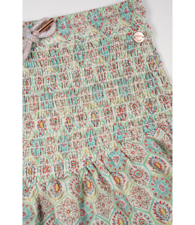 NoNo zomer rok meisjes - mint - AOP, smock - Nami