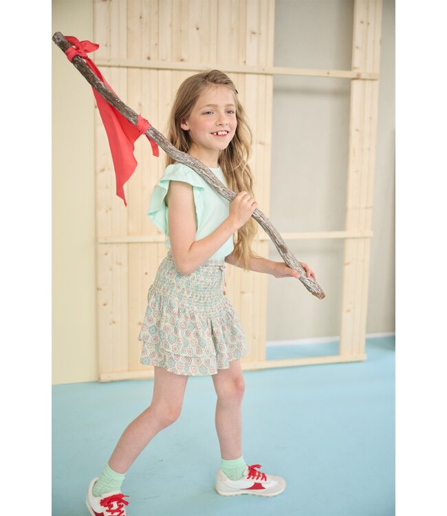 NoNo zomer rok meisjes - mint - AOP, smock - Nami