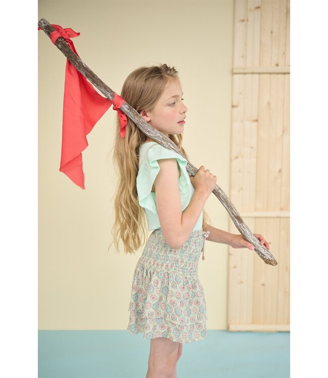 NoNo zomer rok meisjes - mint - AOP, smock - Nami