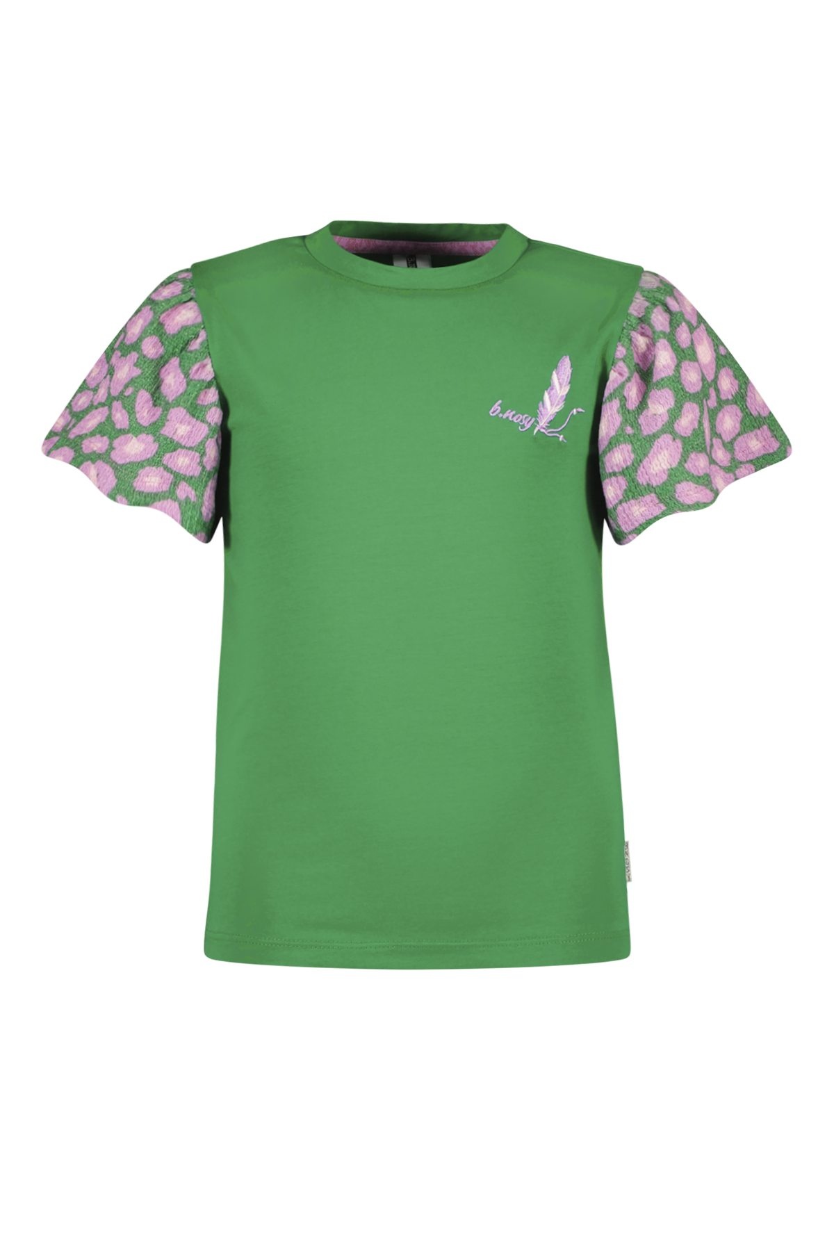 B.Nosy zomer t-shirt meisjes - jelly bean groen - print mouw - Thessa B.Nosy zomer t-shirt meisjes - jelly bean groen - print mouw - Thessa