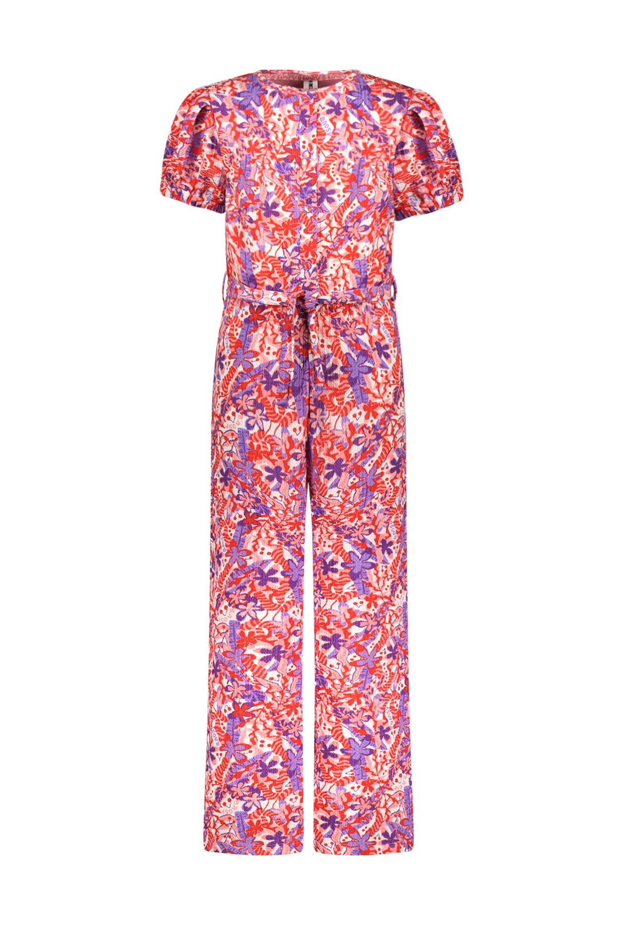 B.Nosy zomer jumpsuit meisjes - rood/paars AOP - riem - Pallas B.Nosy zomer jumpsuit meisjes - rood/paars AOP - riem - Pallas